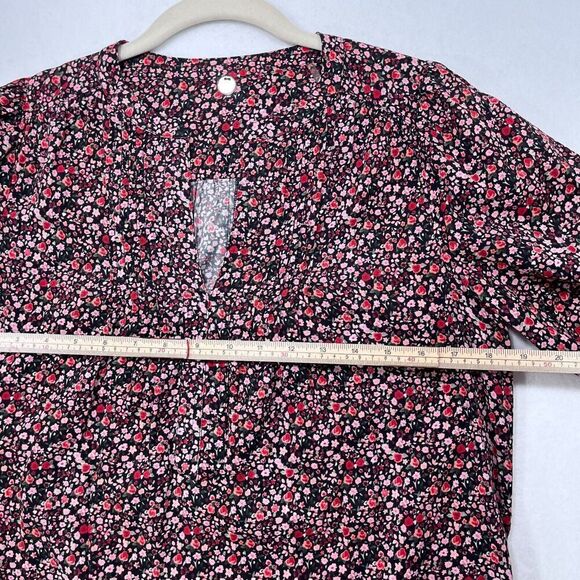 Margaret O'Leary Dress Women XS Black Pink Floral Midi Cottagecore Prairie Boho - Picture 9 of 15